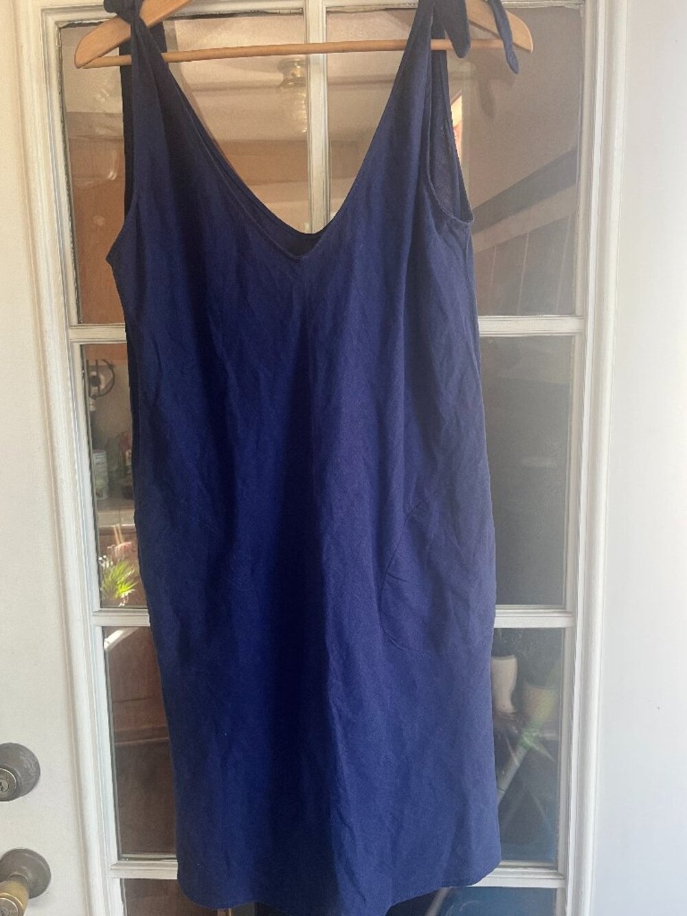 Peyton & Parker Casual A-Line mini dress w/pockets V-neck sleeveless Navy Blue S